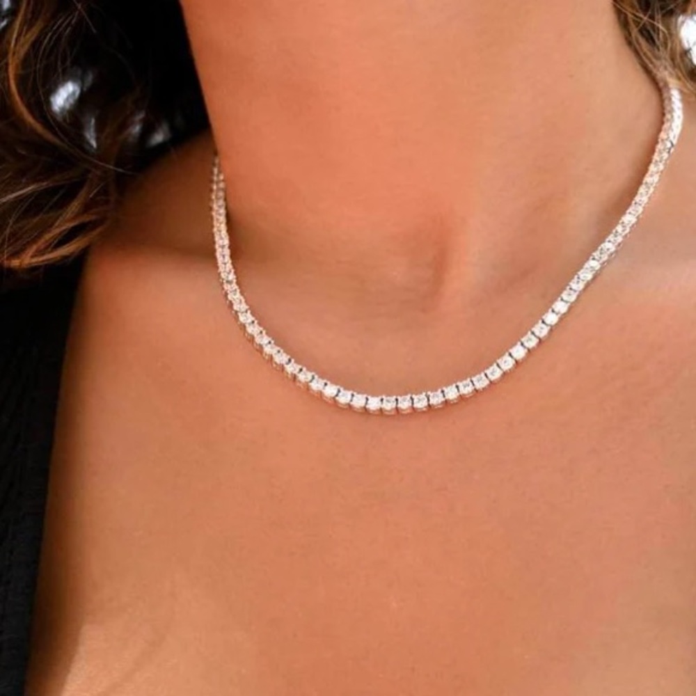Tennis Necklace 18k White Gold Plated, NWT